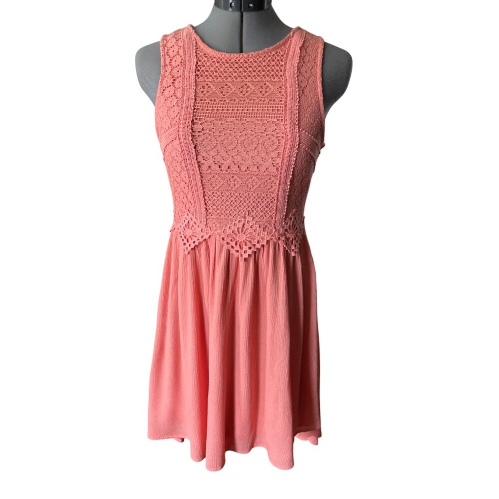 Alya By Francesca's Coral Lace Sleeveless Hi-Low Dress Size Small